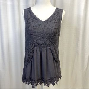 Knox Rose Dusty blue dressy tank top with lace front Size XS